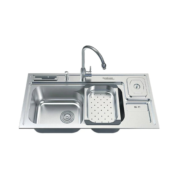 Hindware Stainless Steel Sink Designer Series DOUBLE BOWL EVERADO PLUS ( 38.5 x 20 inches ) - Satin