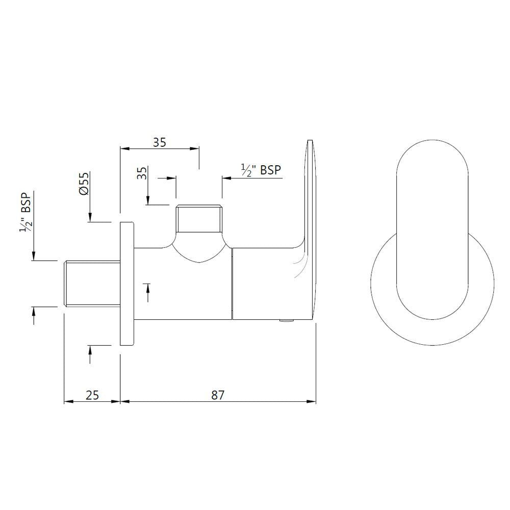 JAQUAR WC AREA ANGLE VALVE OPAL PRIME OPP-BLM-15053PM- BLACK MATT