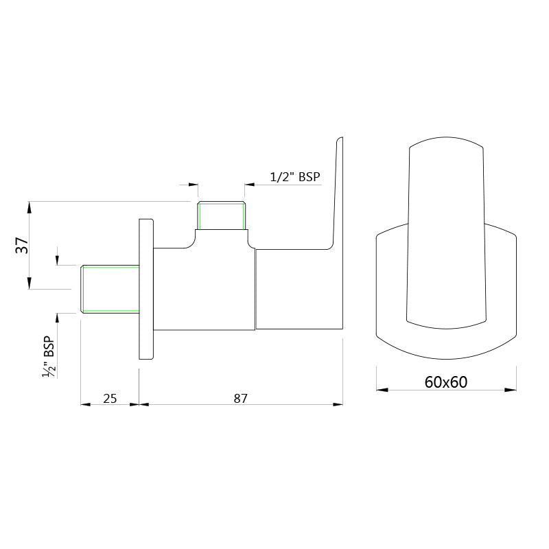 JAQUAR BASIN/WC AREA ANGLE VALVE KUBIX PRIME KUP-BGP-35053PM - BLUSH GOLD PVD