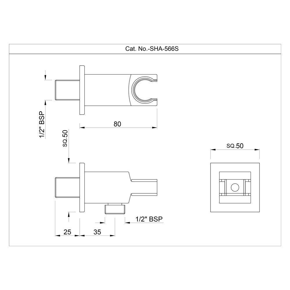 Jaquar Shower Fitting Wall Bracket SHA-BCH-566S - BLACK CHROME