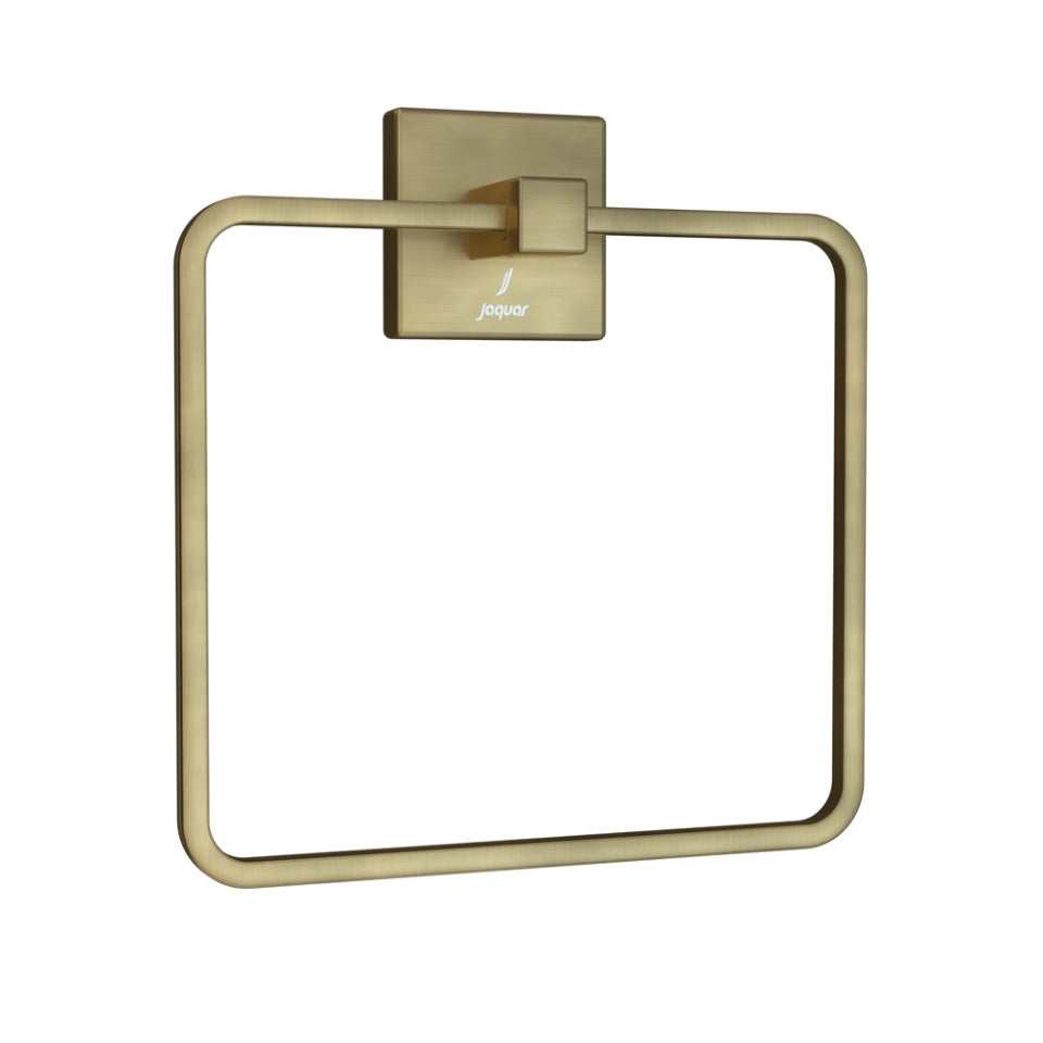 JAGUAR SQUARE TOWEL RING WITH WALL FLANGE-AAKP-ABR-35721P- BLACK CHROME