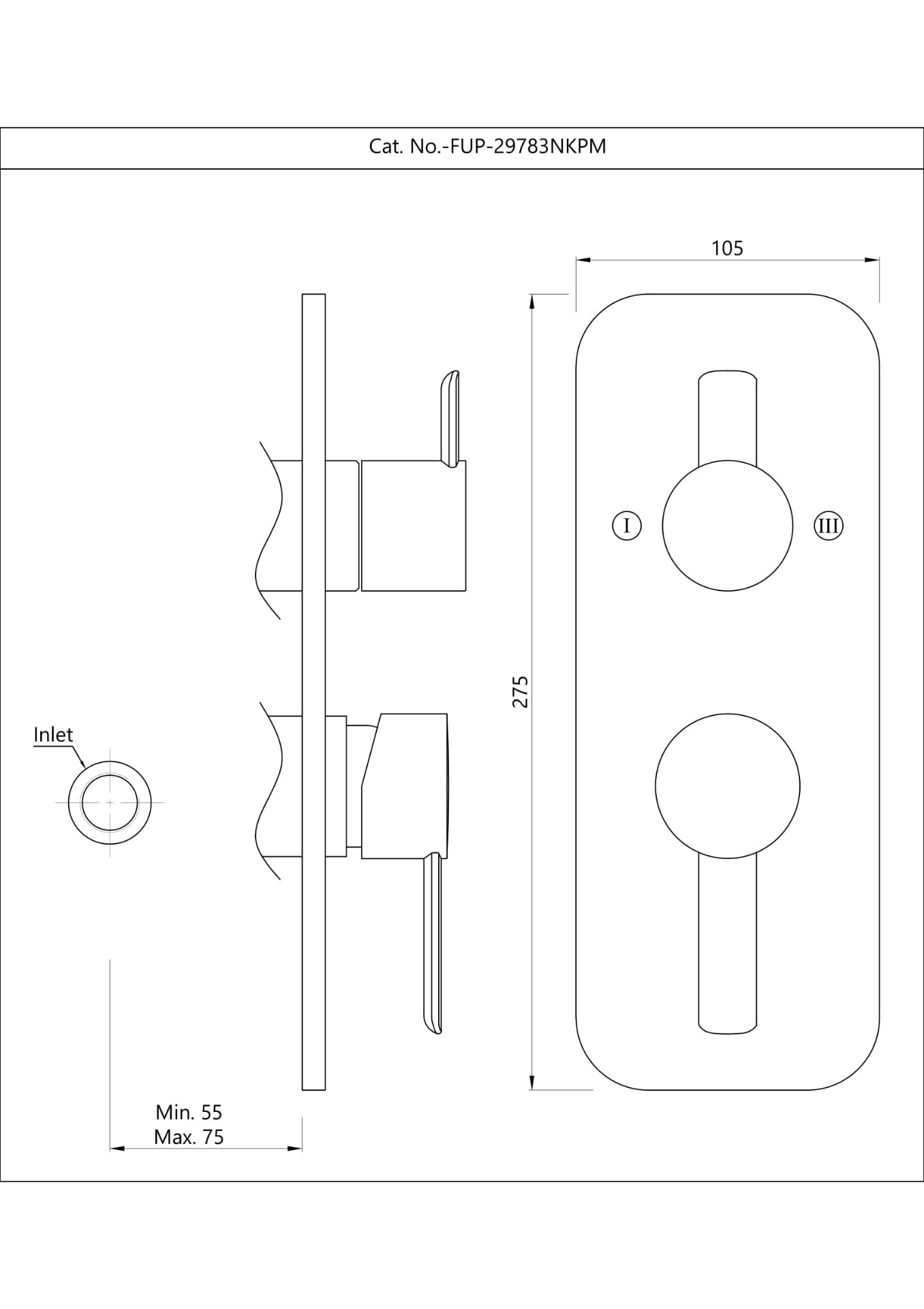 JAQUAR 3 WAY DIVERTER FUSION PRIME FUP-BCH-29783NKPM - BLACK CHROME