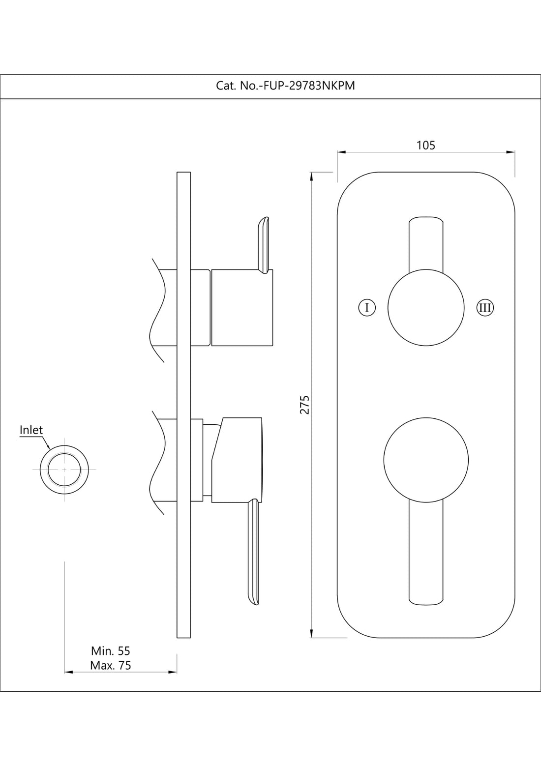JAQUAR 3 WAY DIVERTER FUSION PRIME FUP-BCH-29783NKPM - BLACK CHROME