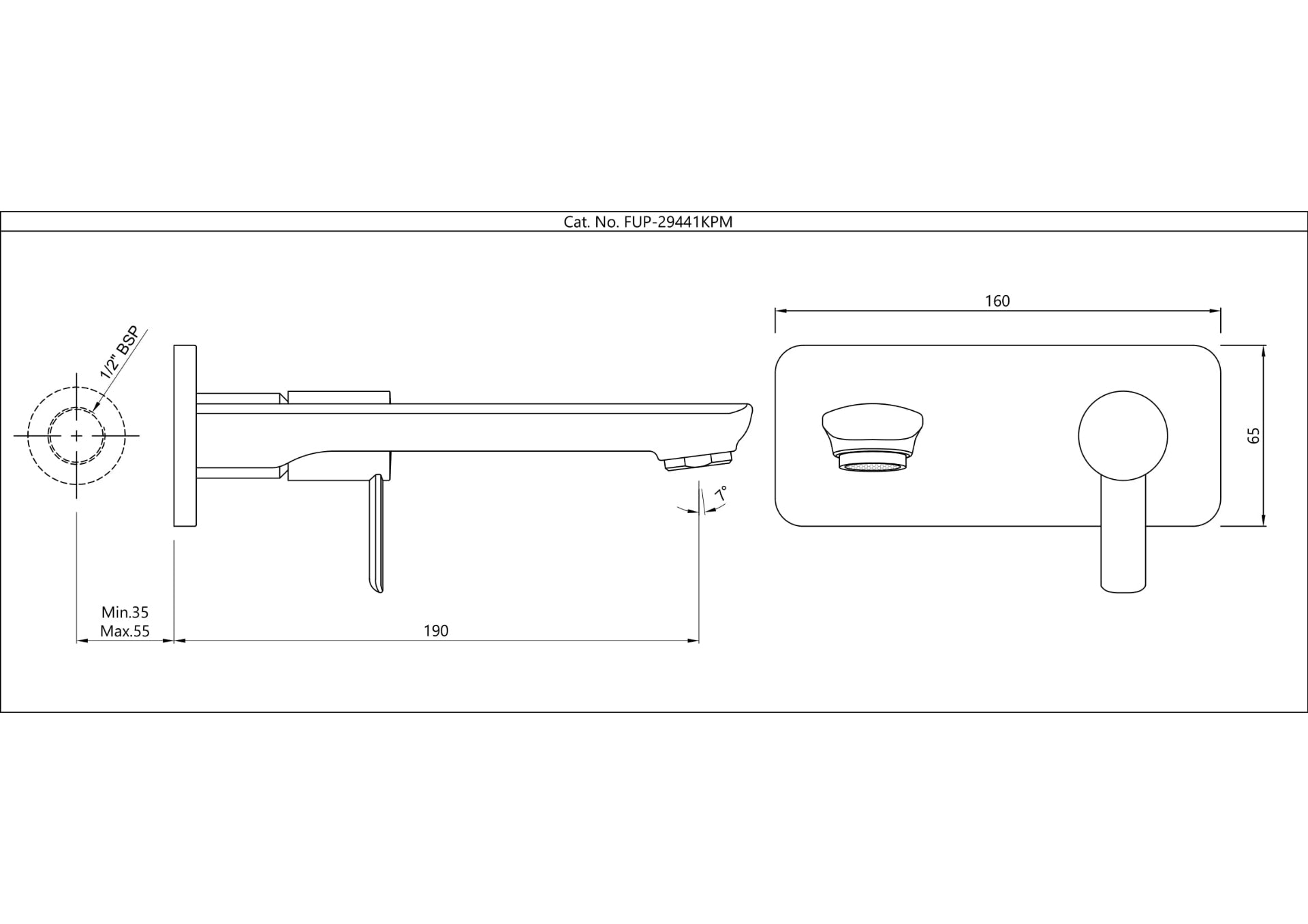 JAQUAR FUSION PRIME EXPOSED PART KIT SINGLE CONCEALED STOP COCK FUP-BLM-29441KPM-BLACK MATT