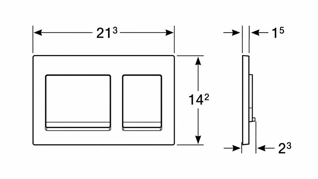 GEBERIT ACTUATOR ALPHA 25 SQUARE FLUSH PLATE- BRASS GOLD