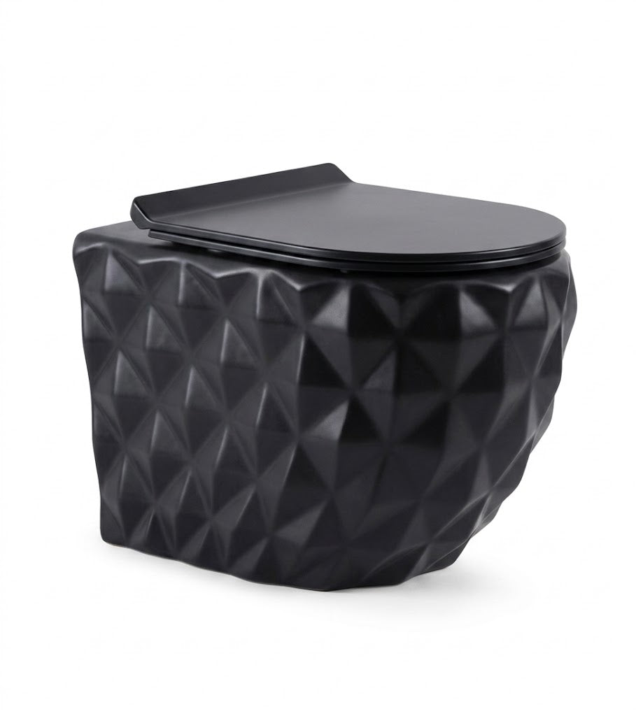 SCUBA DESIGNER SERIES RIMLESS WALL HUNG WC SC-9647-BLACK GLOSSY