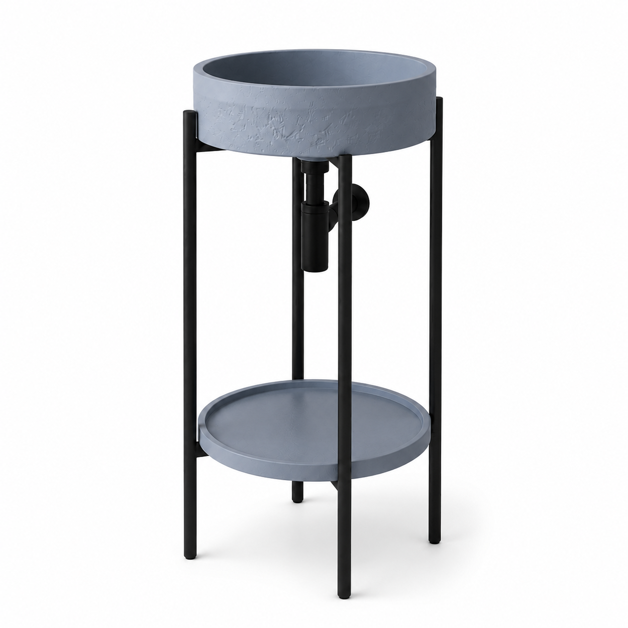 SERVEO CEMENT PEDESTAL WASH BASIN WITH STAND AND SHELF SV8302-LIGHT GREY