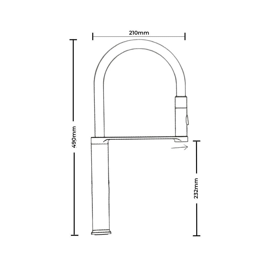 Carysil Table Mounted Semi-Professional Kitchen Sink Mixer ALA 1511 with Flexible Arm Hand Shower Spout in Black Finish