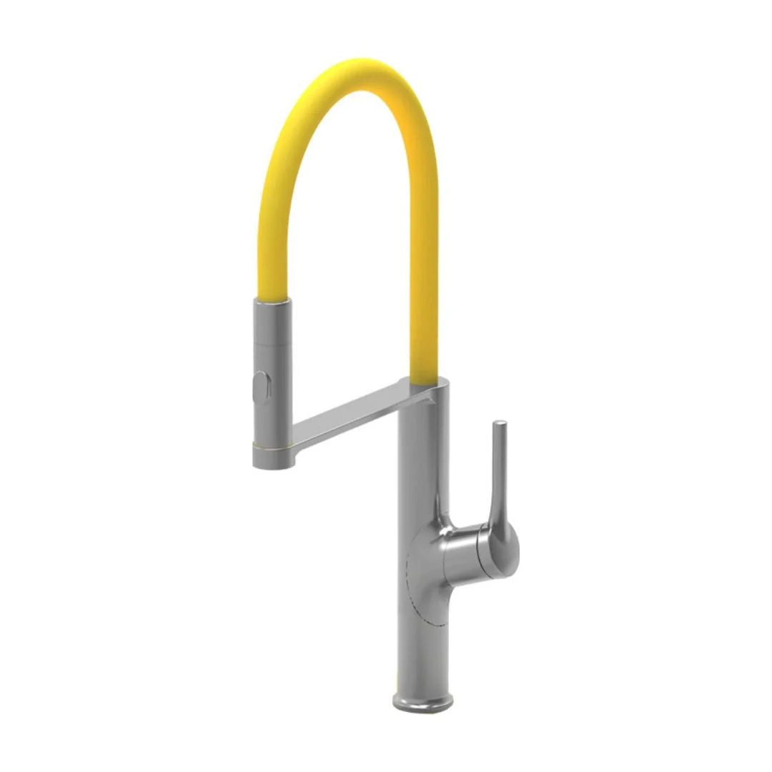 Carysil Table Mounted Semi-Professional Kitchen Sink Mixer ALA 1511 with Flexible Arm Hand Shower Spout in Yellow Finish