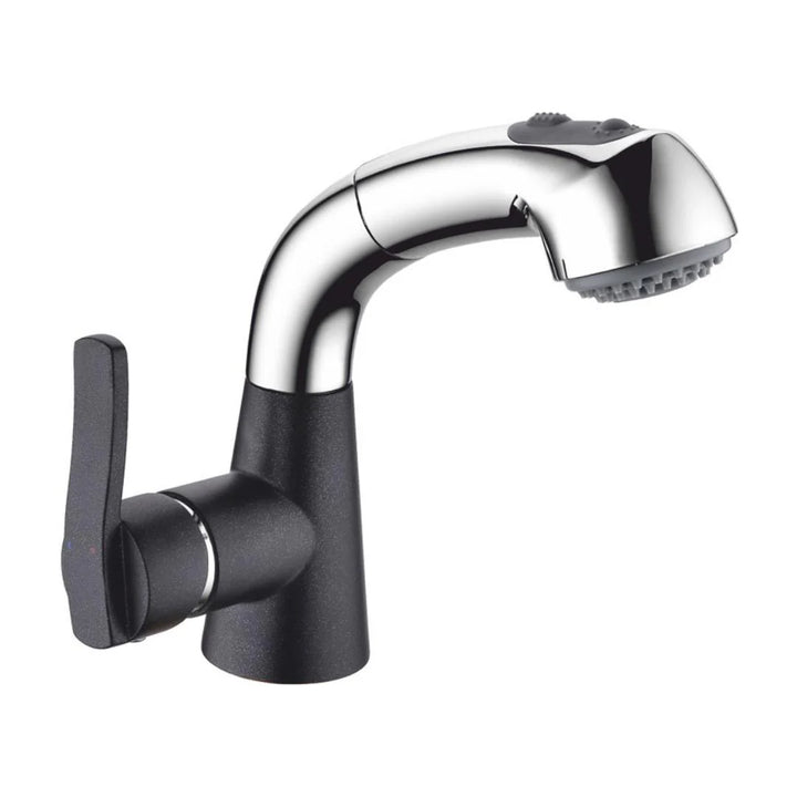Carysil Table Mounted Pull-Out Kitchen Sink Mixer ALA01507 with Extractable Hand Shower Spout in Chrome + Nera Finish