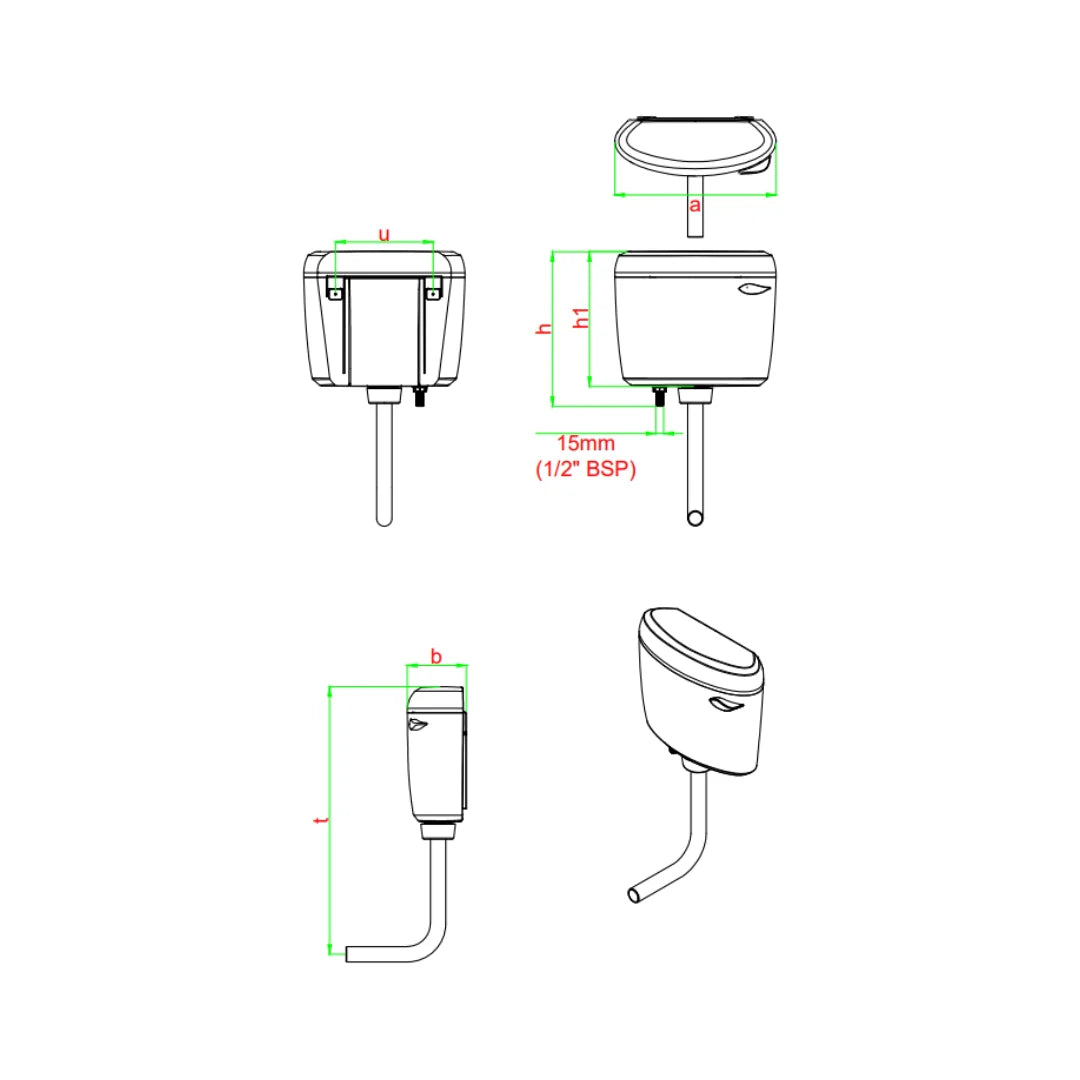 Cera External Wall Mounted Cistern Without Frame B1010110 - Snow White