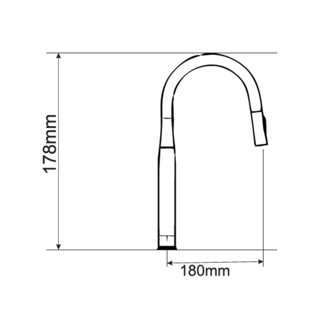 Carysil Table Mounted Pull-Down Kitchen Sink Mixer INOX 100 WITH TOUCH SENSOR with Extractable Hand Shower Spout in Satin Finish