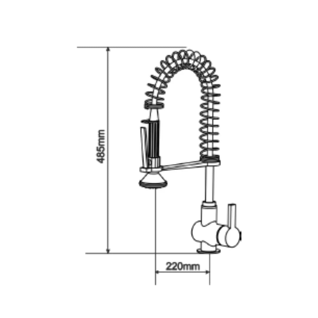 Carysil Table Mounted Pull-Out Kitchen Sink Mixer MAXIMUS with Extractable Hand Shower Spout in Chrome Finish