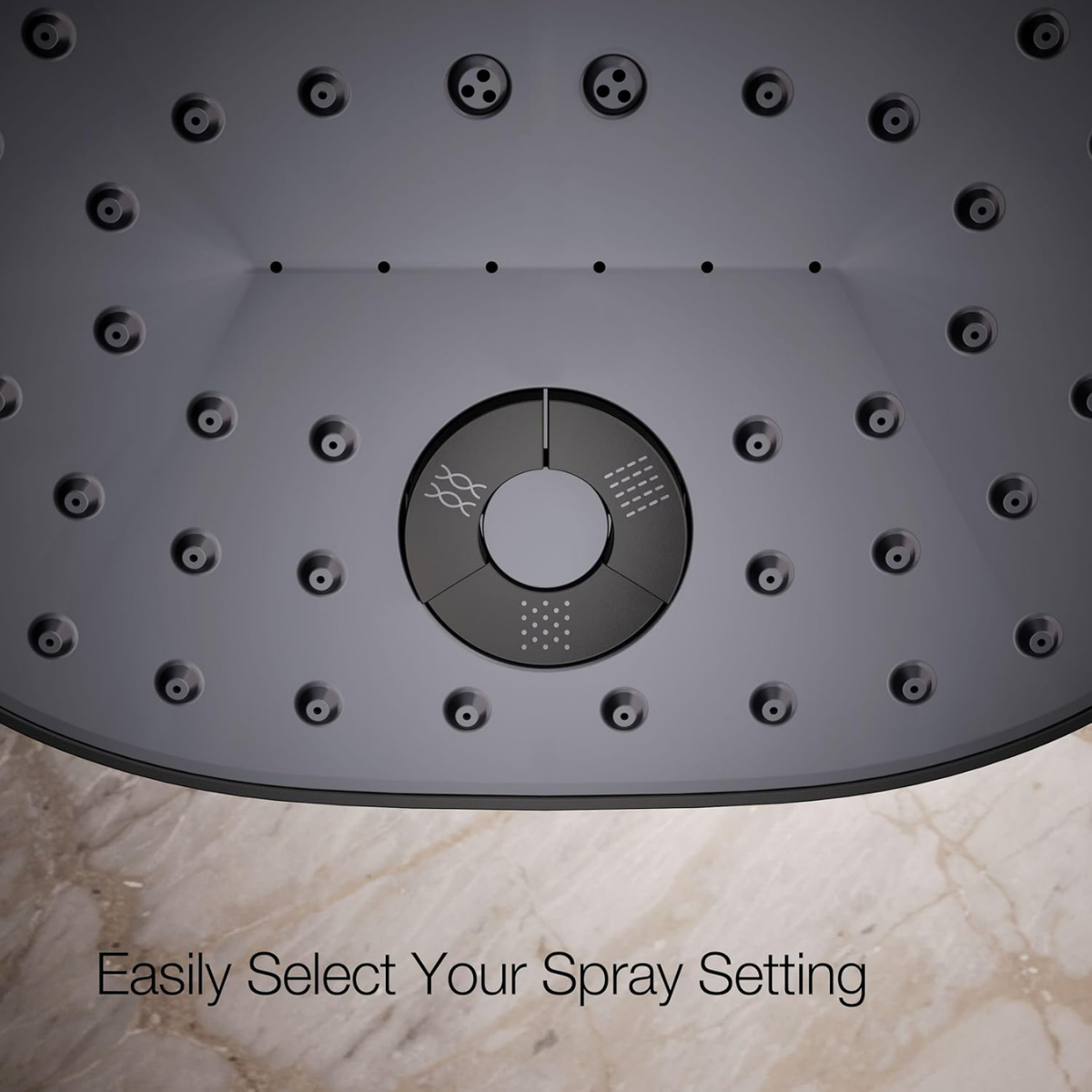 Picasso Wall Mounted Multiflow Overhead Shower with Rain, Mist & Move Flow - Black