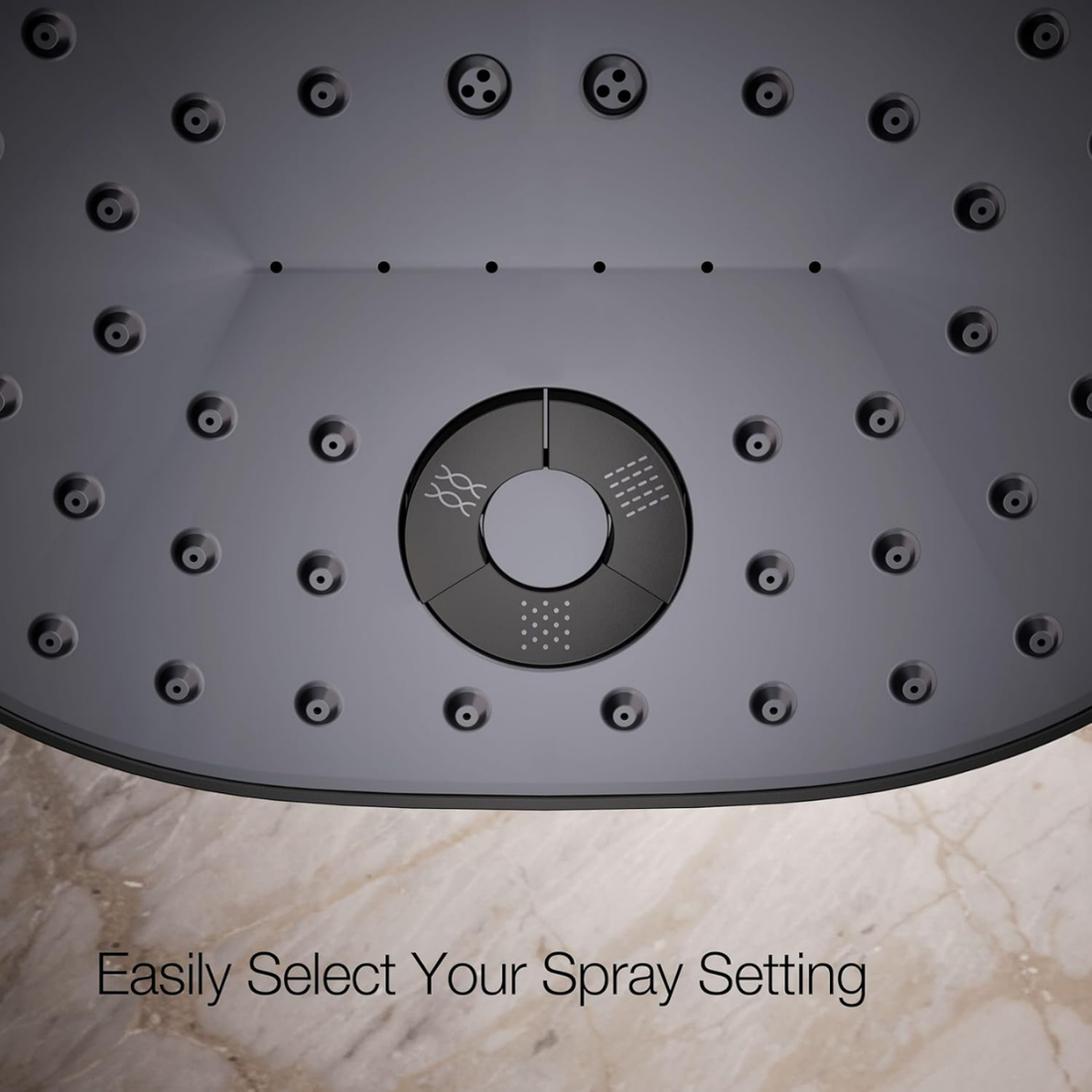 Picasso Wall Mounted Multiflow Overhead Shower with Rain, Mist & Move Flow - Black