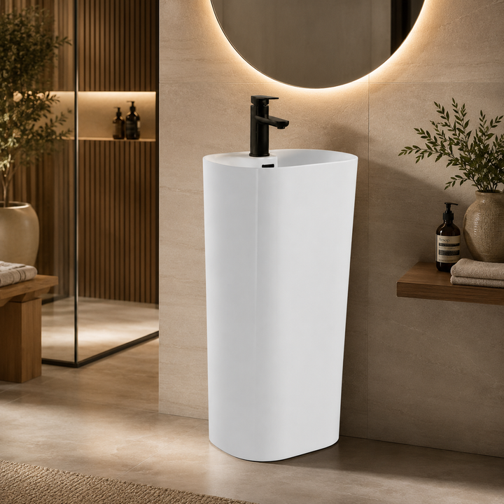 SCUBA CERAMIC PEDESTAL MARBLE COLOR SERIES SC-9206 WHITE