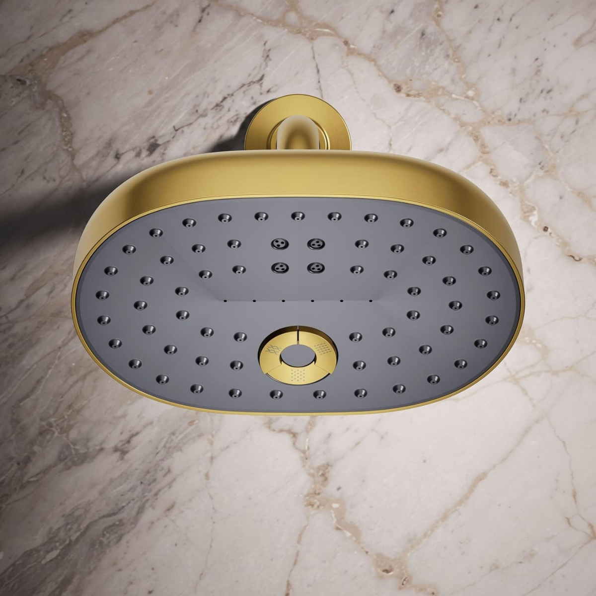 Picasso Wall Mounted Multiflow Overhead Shower with Rain, Mist & Move Flow - Gold