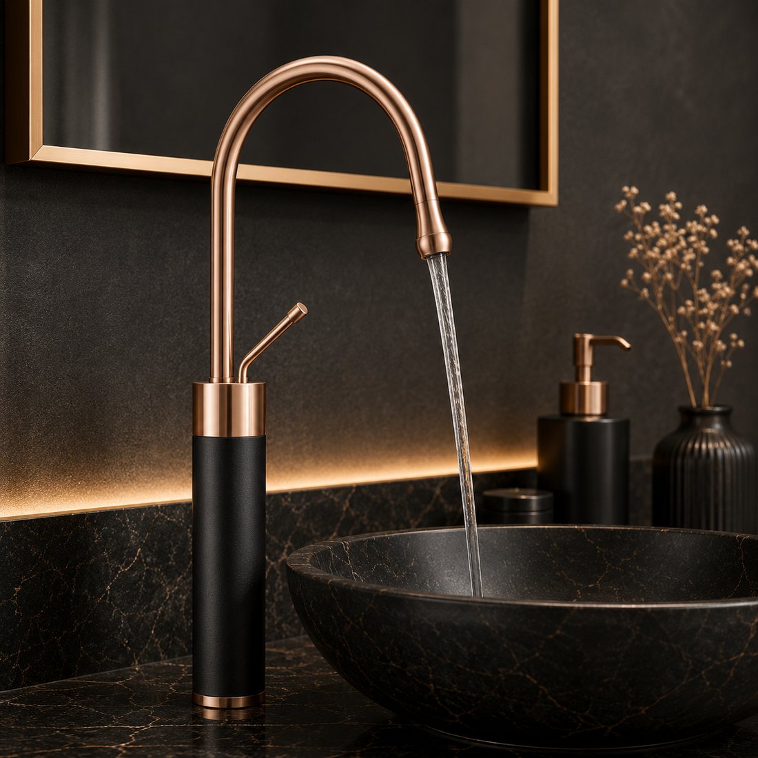 SCUBA SINGLE LEVER BASIN MIXER WITH WATERFALL FAUCET SC-1175 RGB-ROSE GOLD
