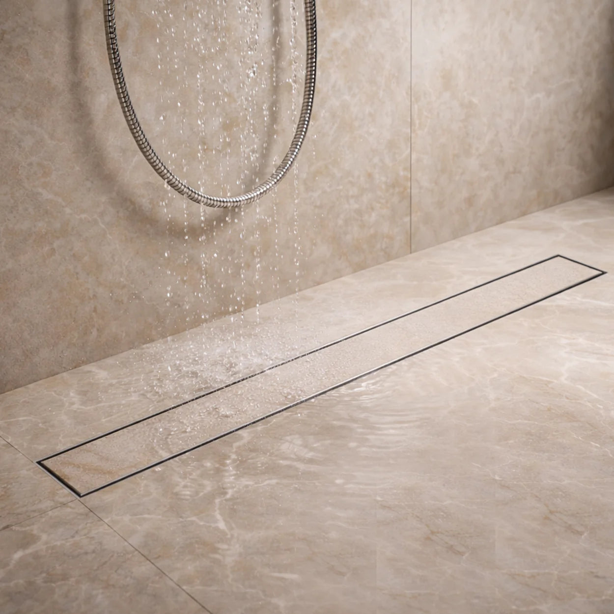 Picaso Piano 24"x4" Tile Insert Floor Drain - Chrome