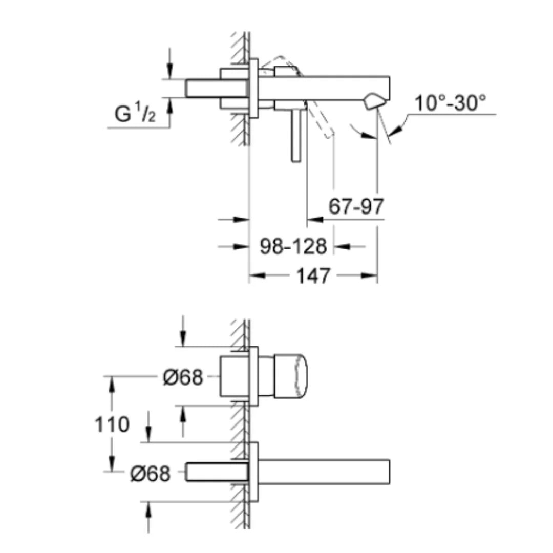 Grohe Wall Mounted Basin Mixer Concetto 19575001 - Chrome