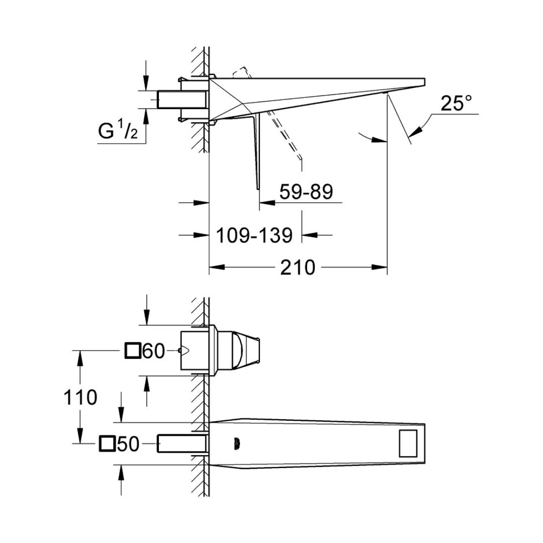 Grohe Wall Mounted Basin Mixer Allure Brilliant 19783000 - Chrome