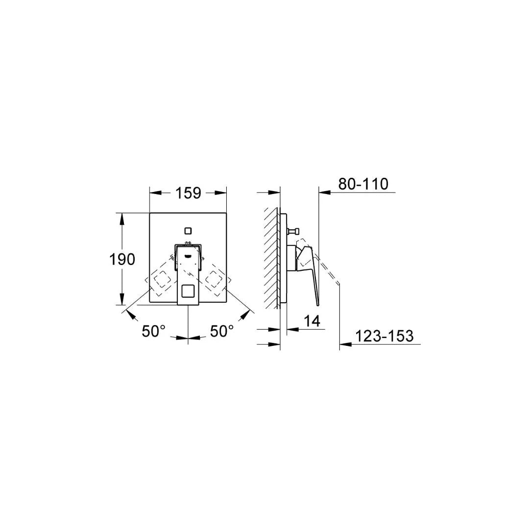 Grohe 2 Way Diverter Eurocube 19896000 - Chrome Finish
