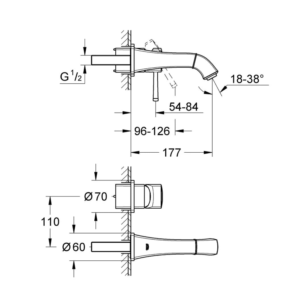 Grohe Wall Mounted Basin Mixer Grandera 19929IG0 - Chrome