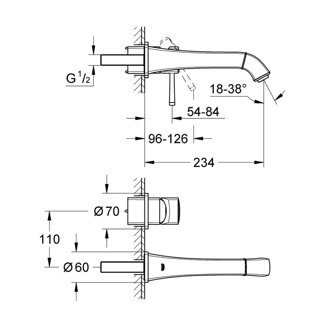 Grohe Wall Mounted Basin Mixer Grandera 19930000 - Chrome