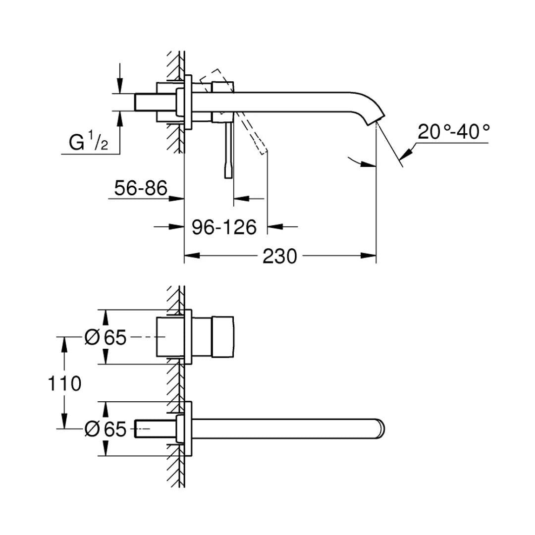 Grohe Wall Mounted Basin Mixer Essence 19967001 - Chrome