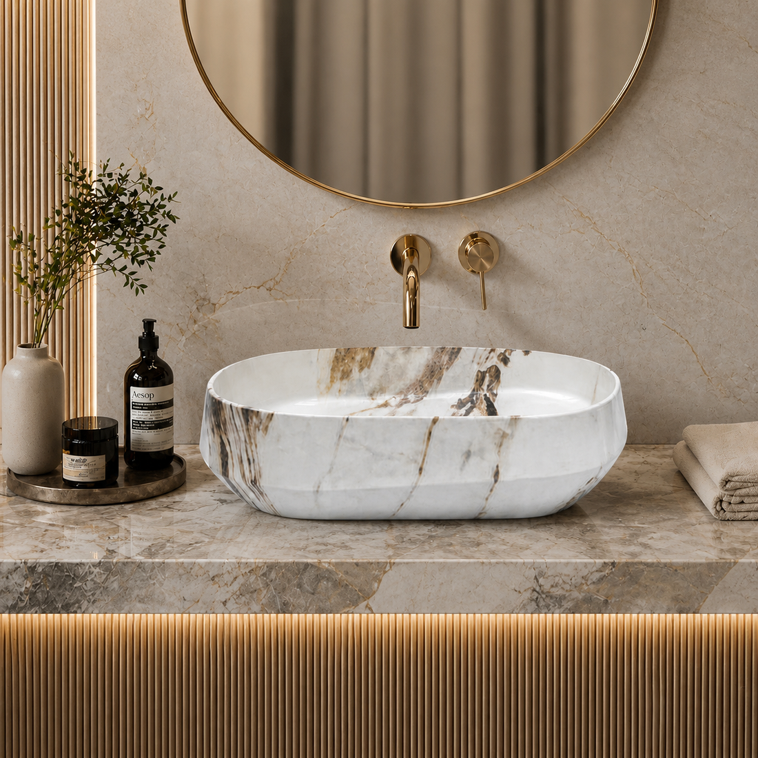 SCUBA SC-9742 D-1 ARTIFICIAL STONE BASIN - IVORY MARBLE