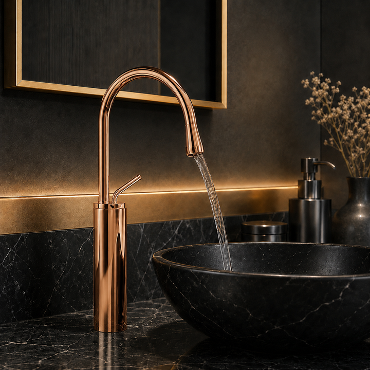 SCUBA SINGLE LEVER BASIN MIXER WITH WATERFALL FAUCET SC-966 RG-ROSE GOLD