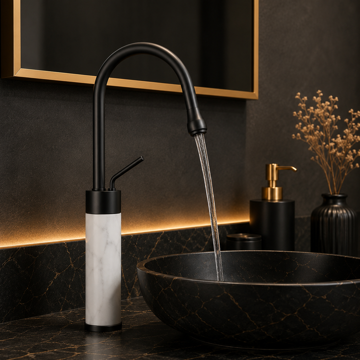 SCUBA SINGLE LEVER BASIN MIXER WITH WATERFALL FAUCET SC-1175 BMW-BLACK MATT