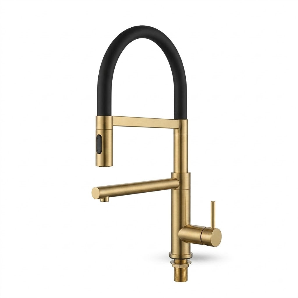 SERVEO TABLE MOUNTED PULL-OUT KITCHEN MIXER SV6904-BRUSH GOLD