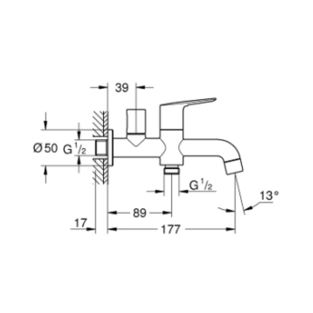 Grohe WC Area 2 Way Bib Tap Bauloop 20283001 - Chrome