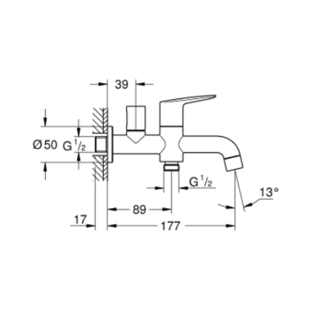Grohe WC Area 2 Way Bib Tap Bauedge 20284001 - Chrome