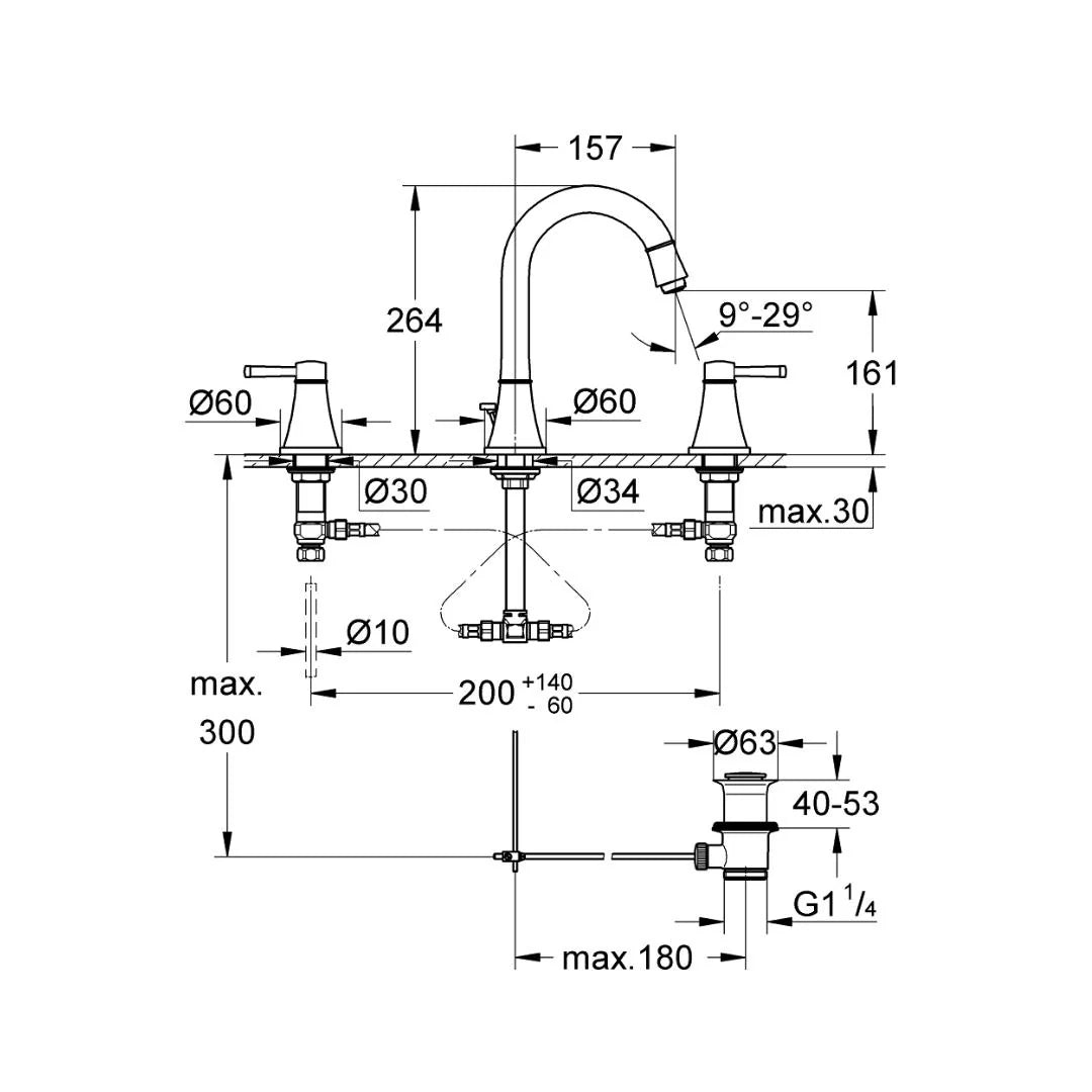 Grohe Table Mounted Tall Boy Basin Mixer Grandera 20389DA0 - Warm Sunset