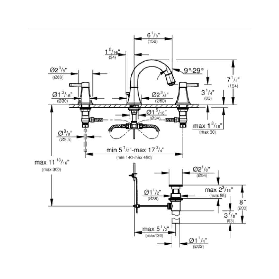 Grohe Table Mounted Tall Boy Basin Mixer Grandera 20419ENA - Brushed Nickel