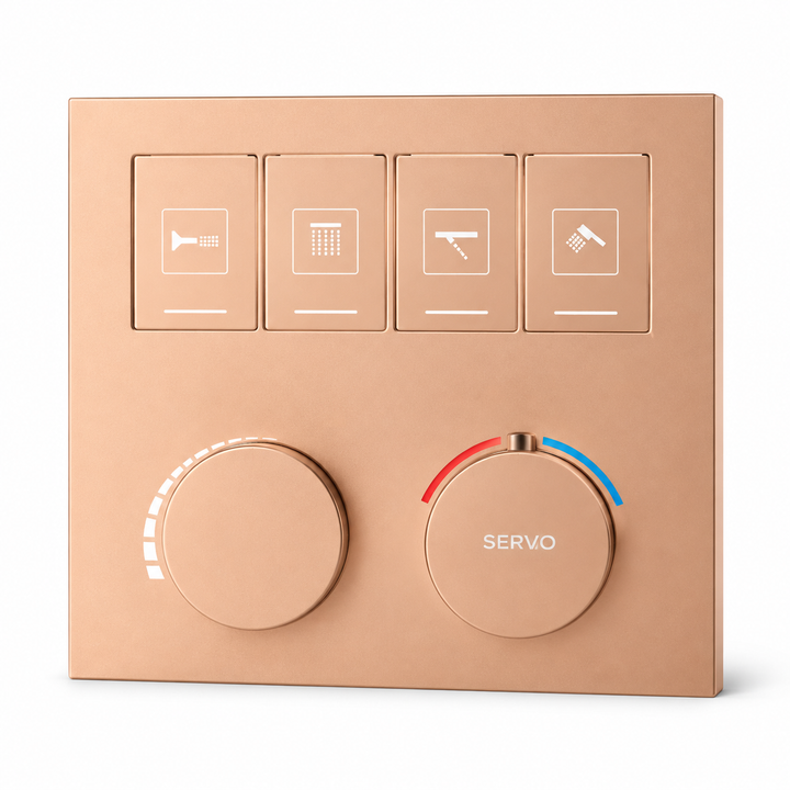 SERVEO REGALIA SERIES 4 WAY MULTI-FUCTION THERMOSTATIC HIGH FLOW DIVERTER SV904-RG-ROSE GOLD