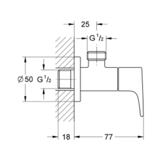 GROHE BASIN AREA ANGLE VALVE BAU FLOW 22005000 - CHROME