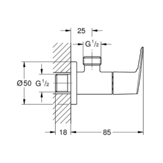 GROHE BASIN AREA ANGLE VALVE BAU LOOP 22008001 - CHROME