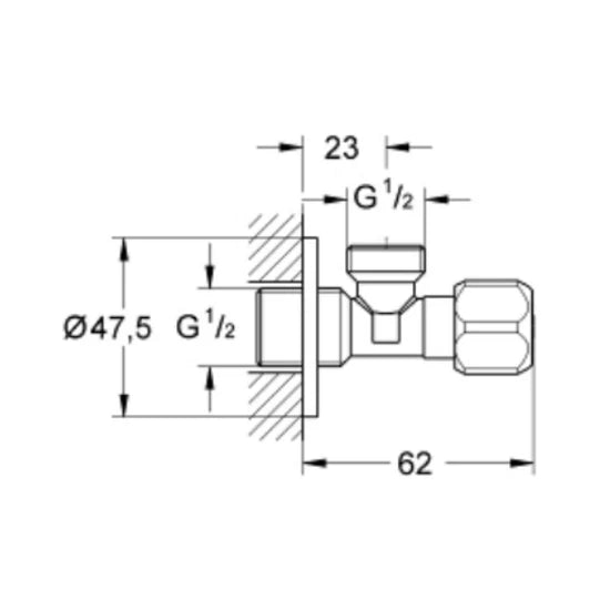 GROHE BASIN AREA ANGLE VALVE UNIVERSAL 2201600M - CHROME