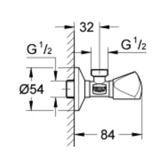 GROHE BASIN AREA ANGLE VALVE UNIVERSAL 22940000 - CHROME