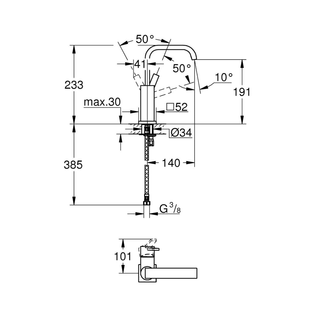 Grohe Table Mounted Tall Boy Basin Mixer Allure 23076000 - Chrome