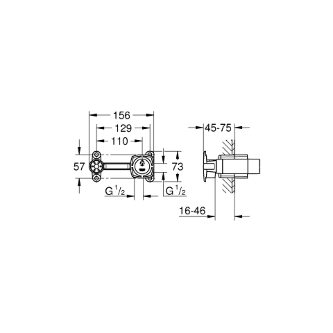 Grohe Wall Mount Basin Mixer Valve Grandera 23319000 - Chrome