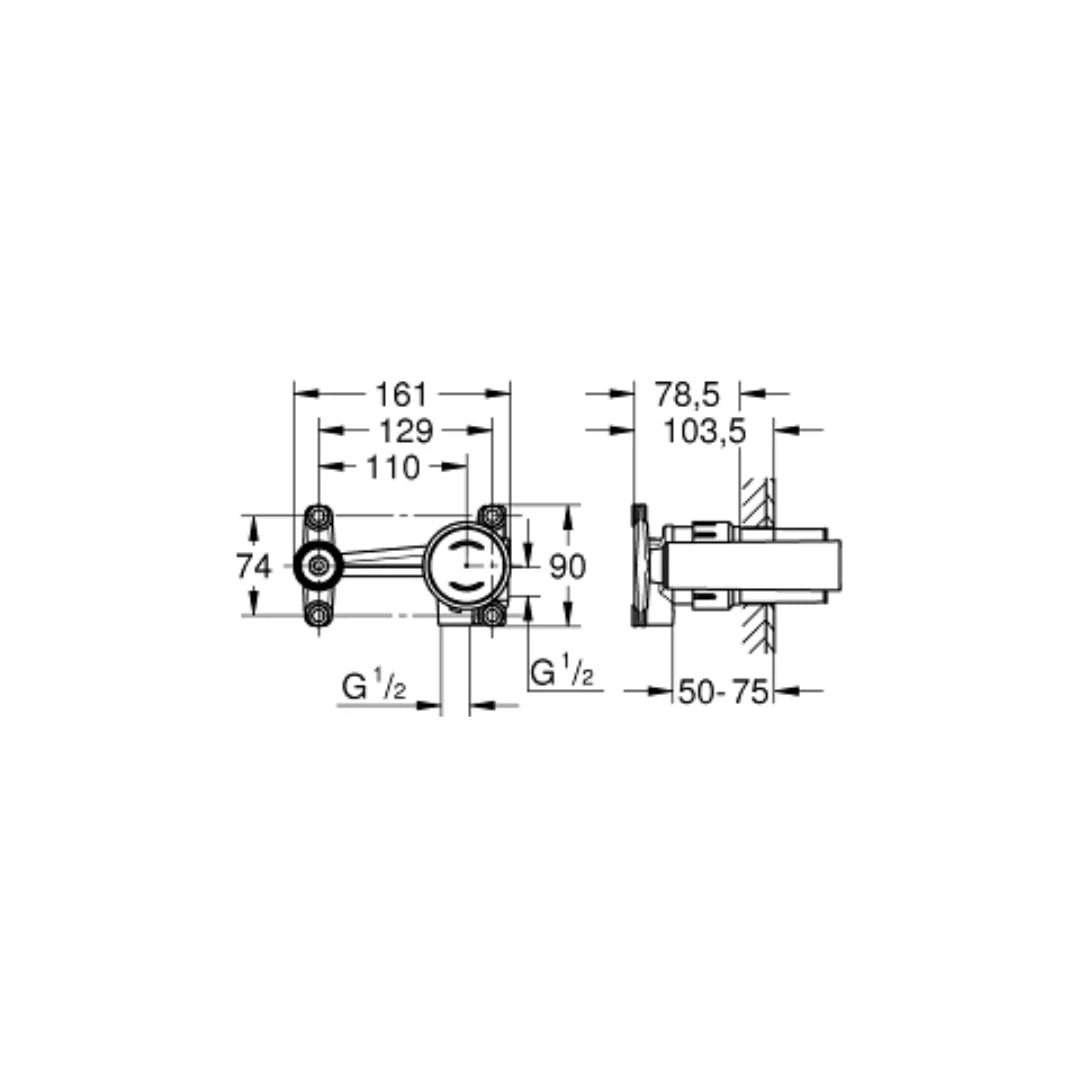 Grohe Wall Mount Basin Mixer Valve 23429000 - Chrome