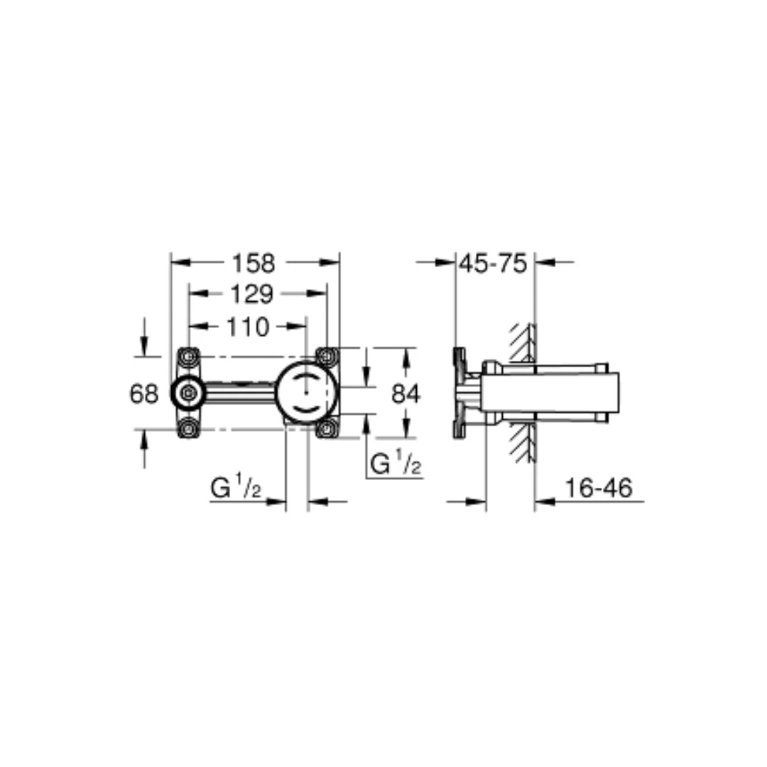 Grohe Wall Mount Basin Mixer Valve 23571000 - Chrome
