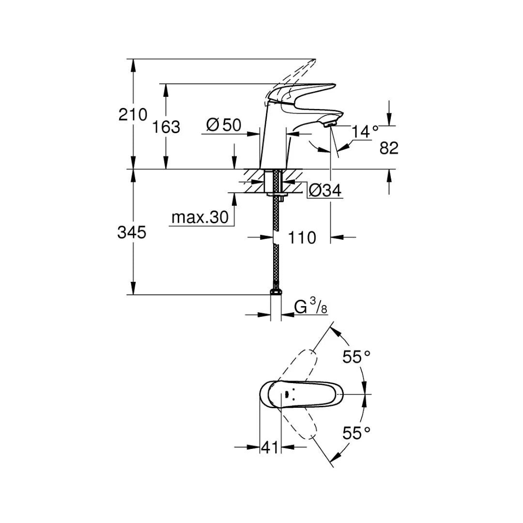 Grohe Table Mounted Tall Boy Basin Mixer Eurostyle Solid 23715003 - Chrome