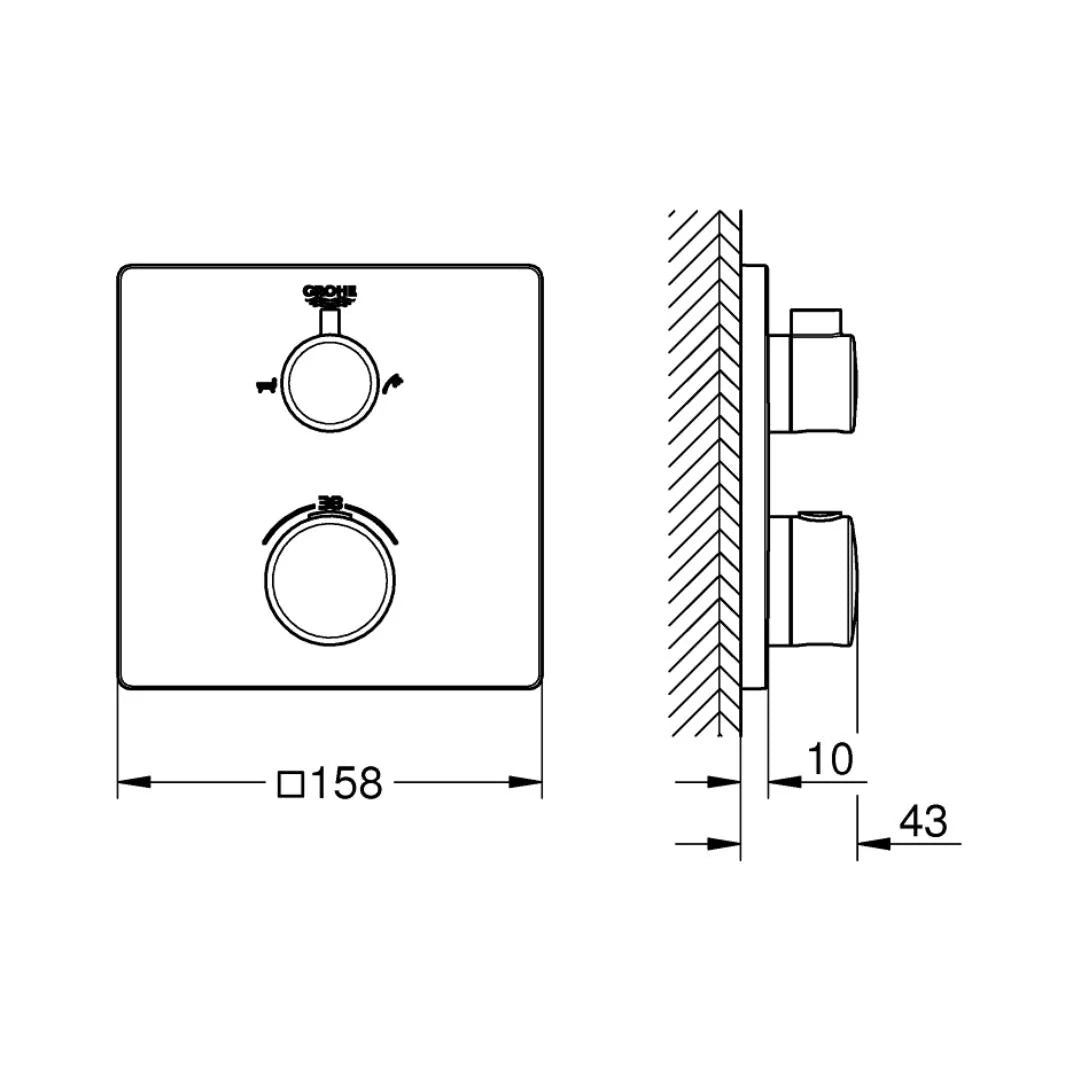 Grohe 2 Way Thermostatic Diverter Grohtherm 24080000 - Chrome Finish