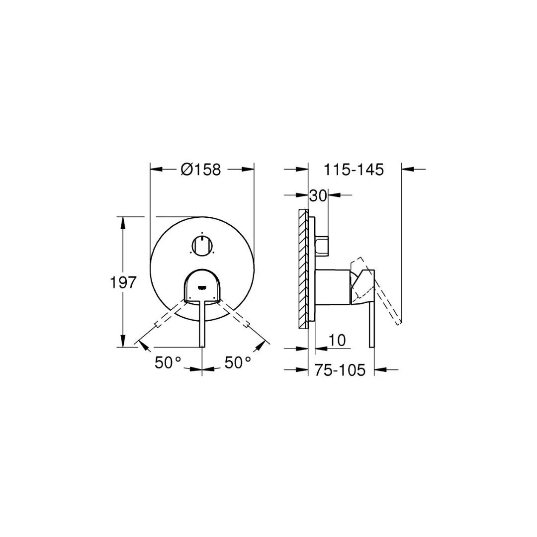 Grohe 3 Way Diverter Grohe Plus 24093003 - Chrome Finish