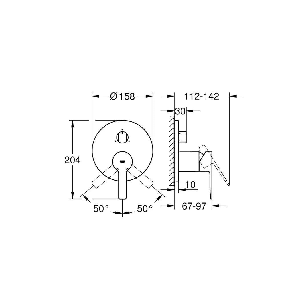 Grohe 3 Way Diverter Lineare 24095001 - Chrome Finish